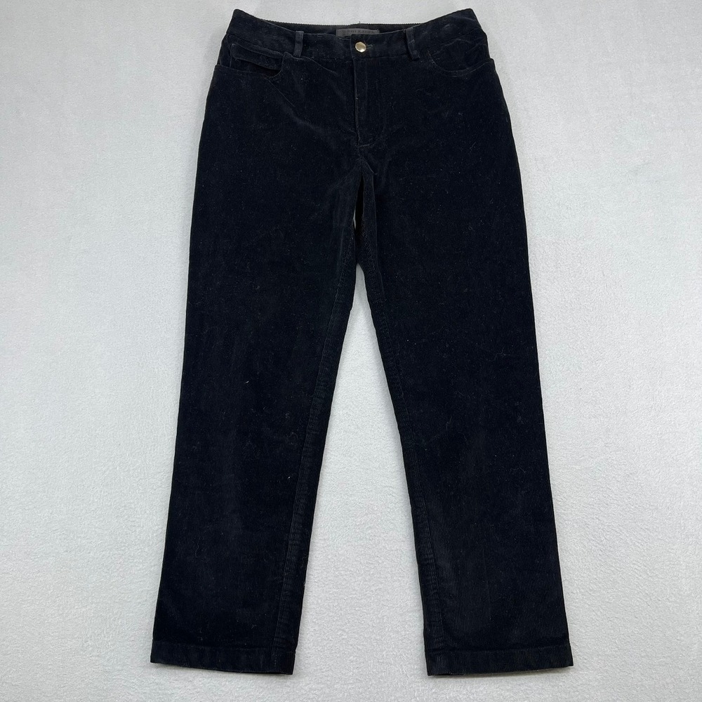 Jenni Kayne Womens Black Corduroy‎ Straight Leg Pants Fine Wale Classic Style